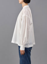 Button front gather blouse