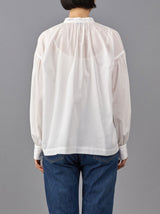 Button front gather blouse
