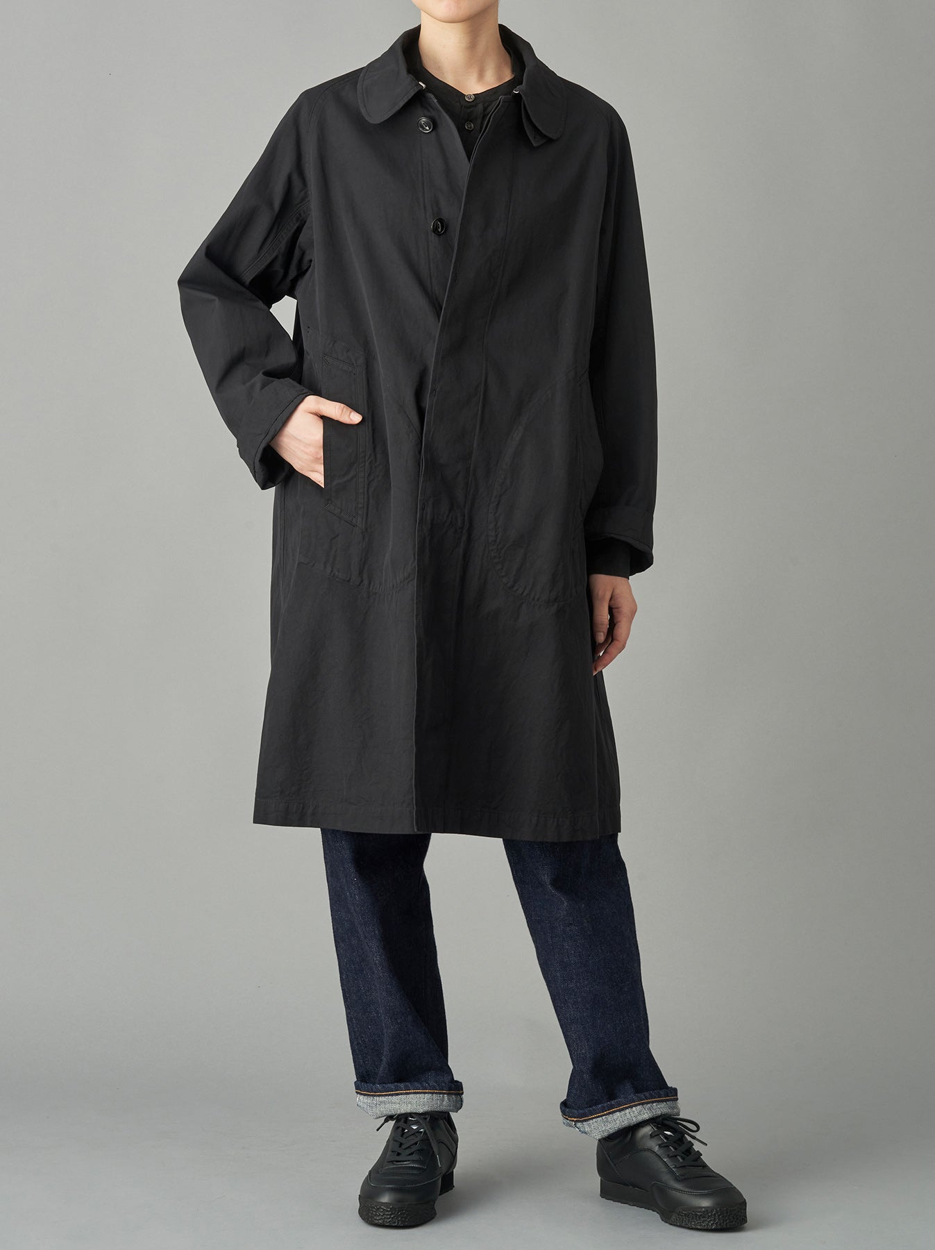 ARTS & SCIENCE Balmacaan2 coat black - ステンカラーコート