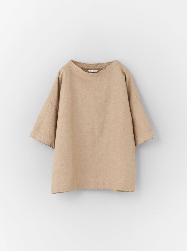 Stand collar box shirt half sleeve