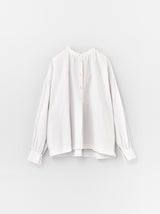 Button front gather blouse