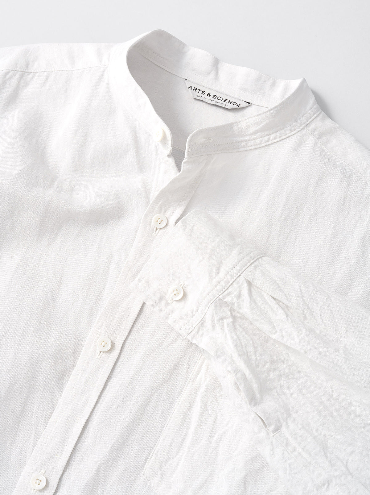 トップス ARTS & SCIENCE Linen Band Collar Shirt No collar standard shirt – ARTS&SCIENCE ONLINE SELLER intl.