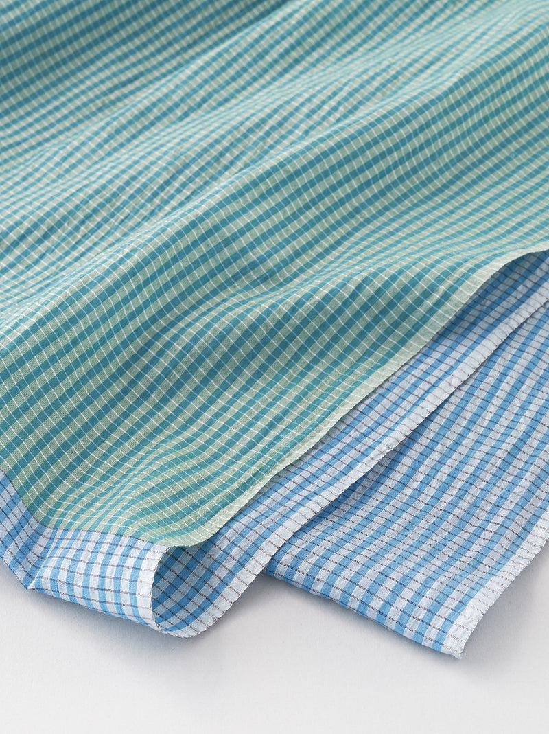 Bicolor check fringe shawl