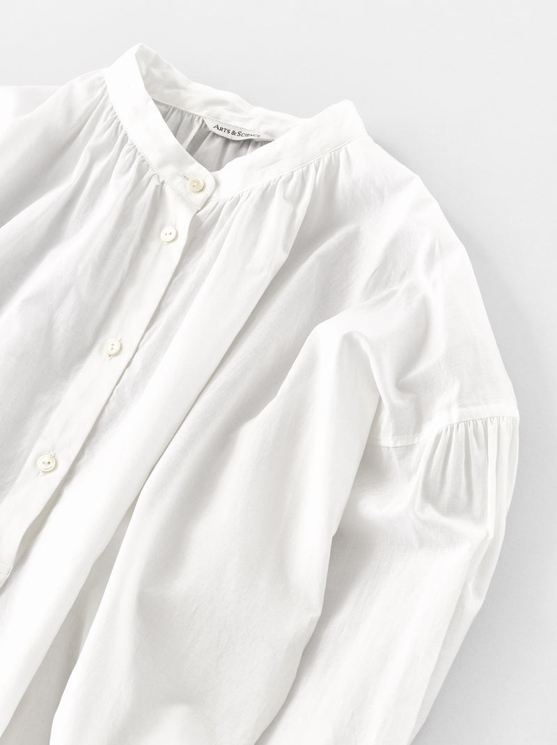 Button front gather blouse
