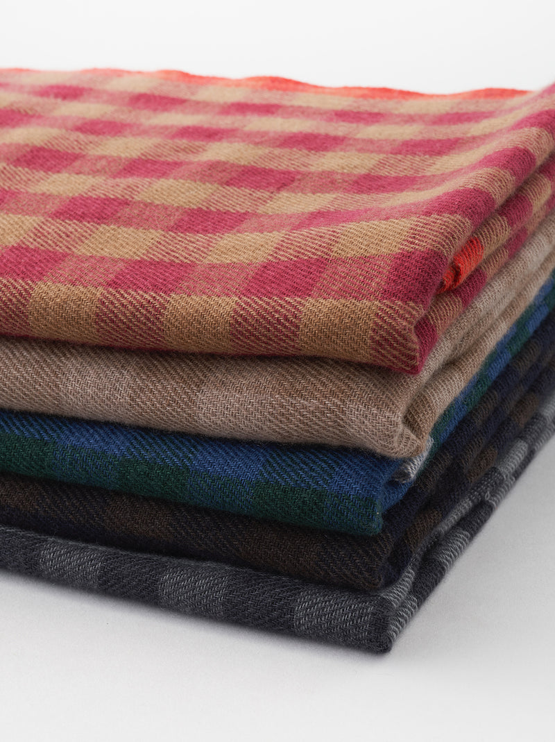 Bicolor check shawl M