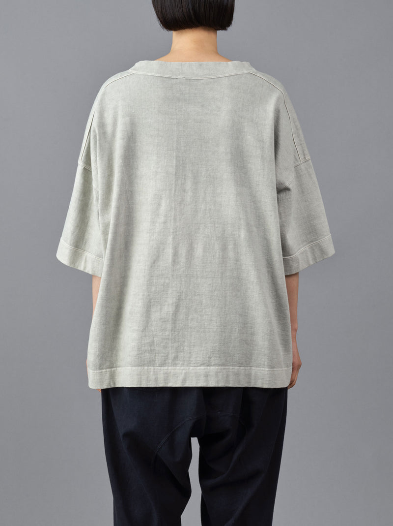 Stand collar box shirt half sleeve