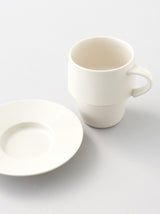 Stacking mug & saucer (Ivory glaze)