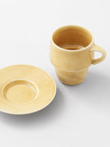 Stacking mug & saucer (Honey ash glaze)