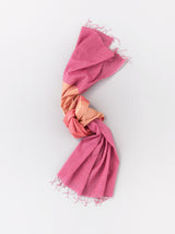 Bicolor check fringe shawl