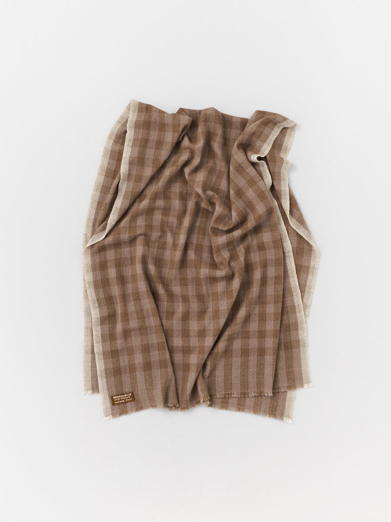 Bicolor check shawl M