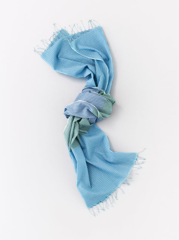 Bicolor check fringe shawl