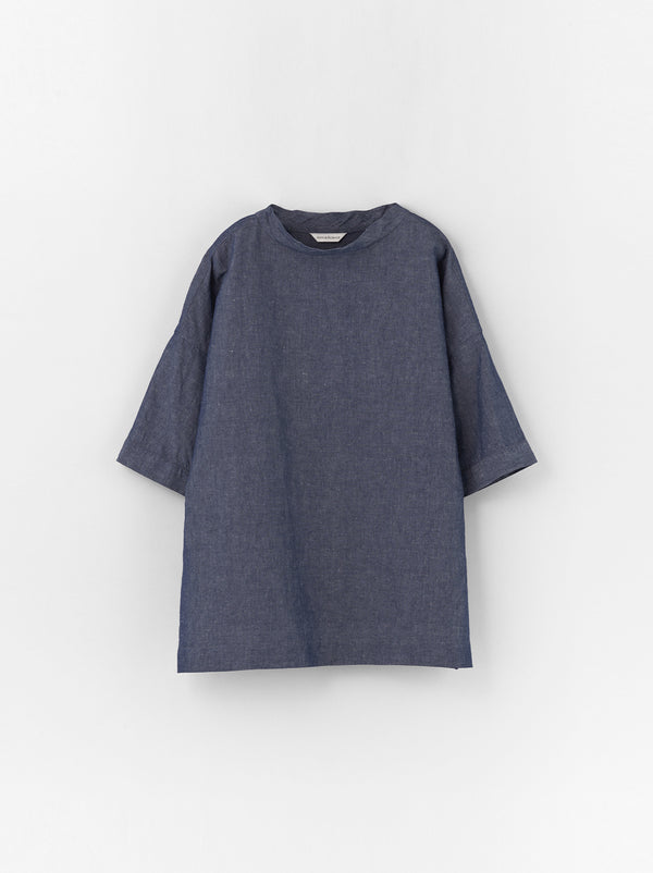 Stand collar box shirt half sleeve