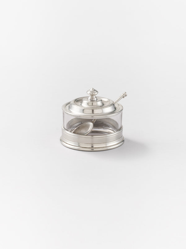 Jam pot with spoon