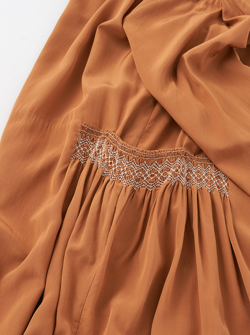 Side smocking slip on dress